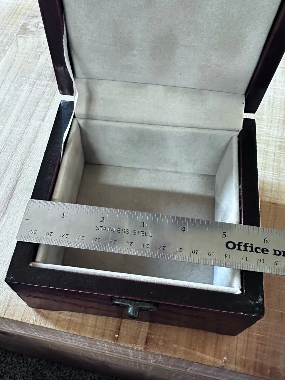 Handcrafted Dark Wood Jewelry Box with Decorative Tile